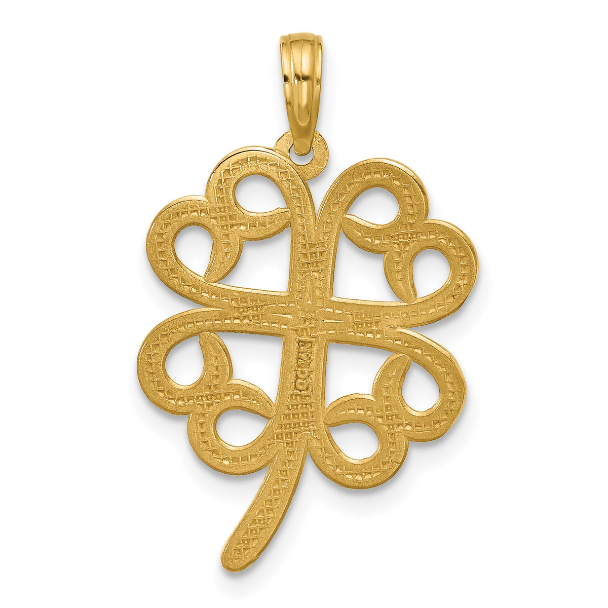 14K Polished Four Leaf Clover Pendant-D5846