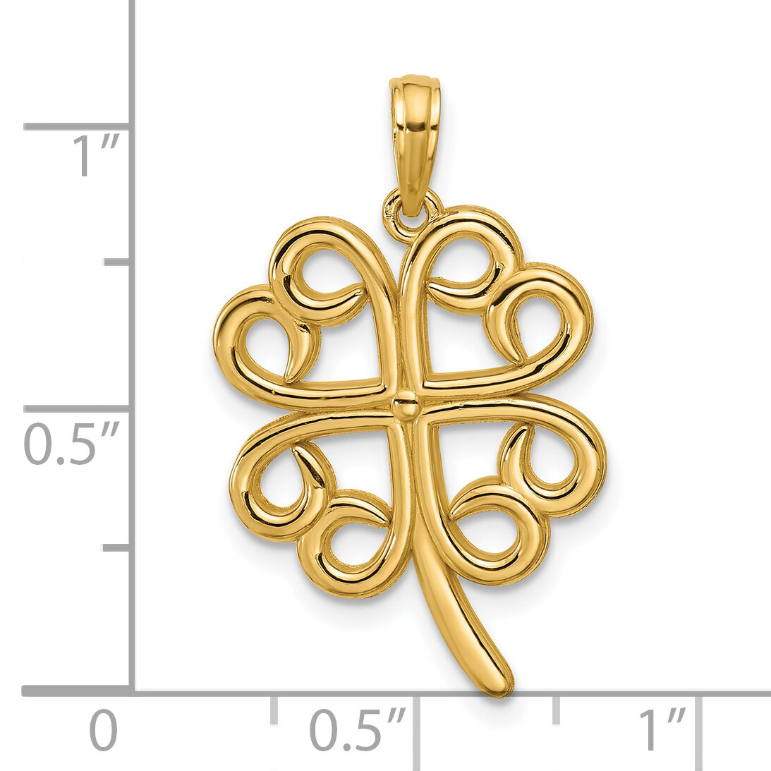 14K Polished Four Leaf Clover Pendant-D5846