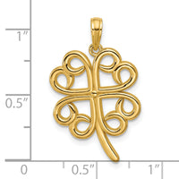 14K Polished Four Leaf Clover Pendant-D5846