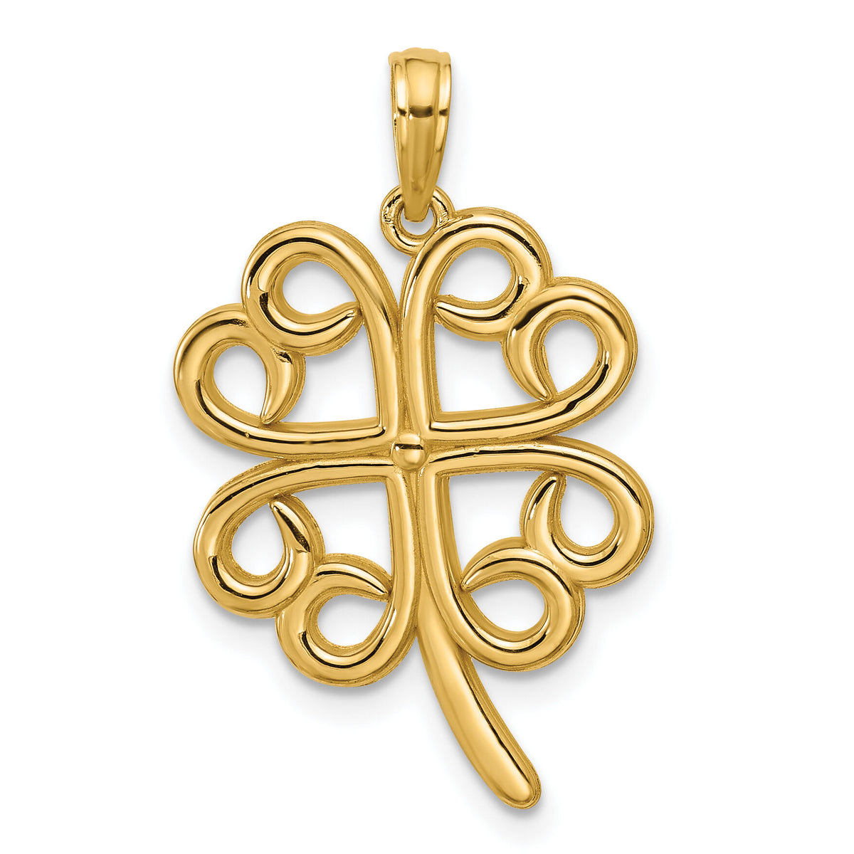 14K Polished Four Leaf Clover Pendant-D5846