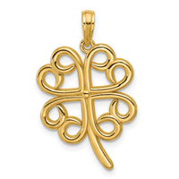 14K Polished Four Leaf Clover Pendant-D5846