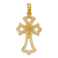 14K Polished Fleur De Lis Cross Pendant-D5848