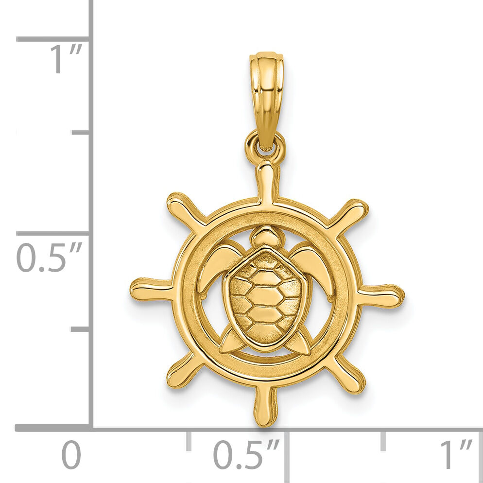 14K Polished Turtle Helm Pendant-D5854