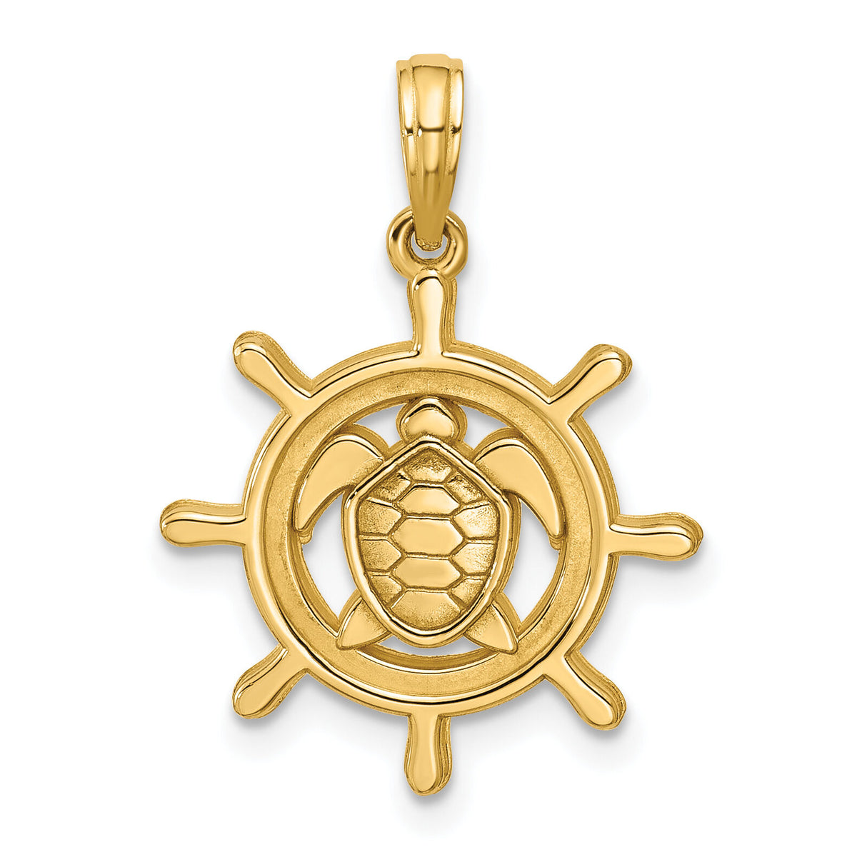 14K Polished Turtle Helm Pendant-D5854