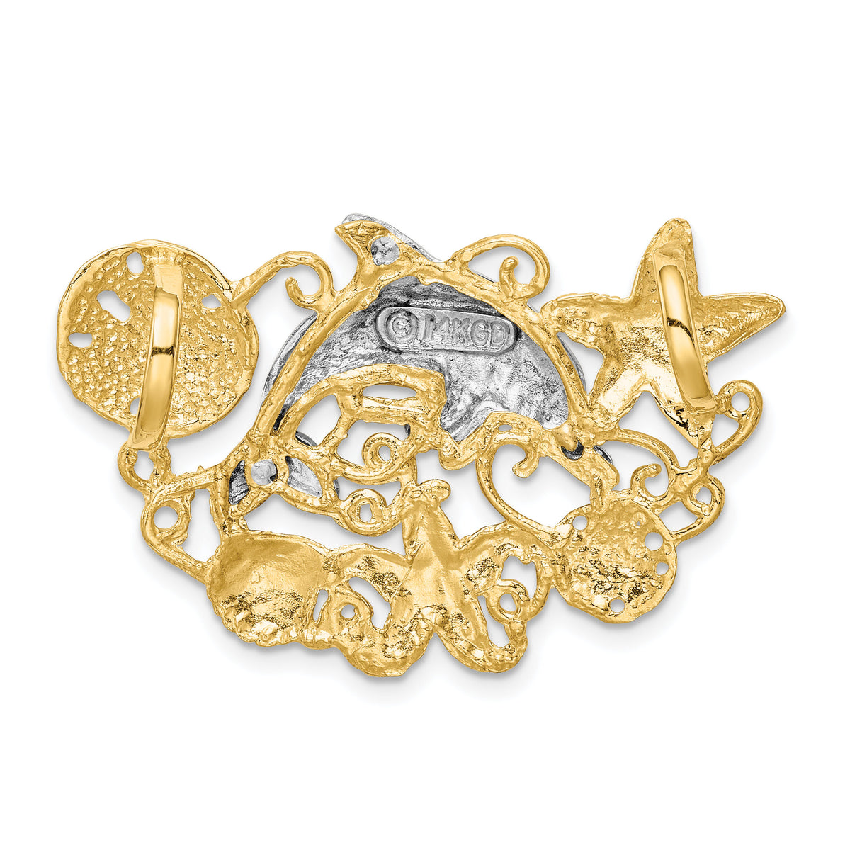 14k Two-tone Sea Life Fits 5mm/6mm Slide-D586