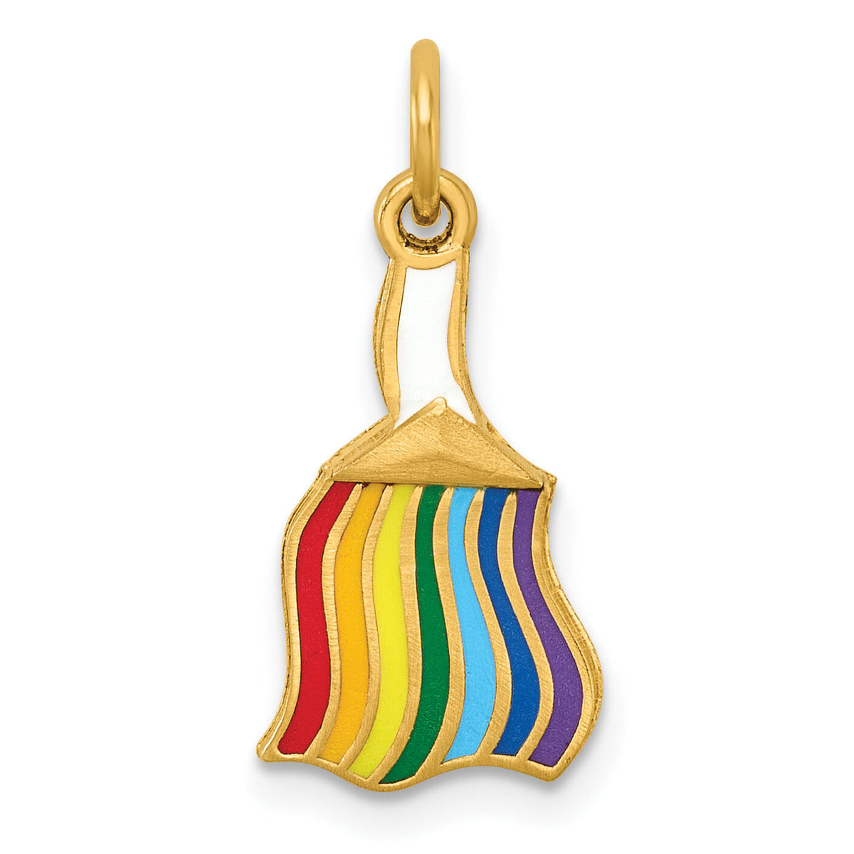 14K Polished Enameled Rainbow Brush Pendant-D5862