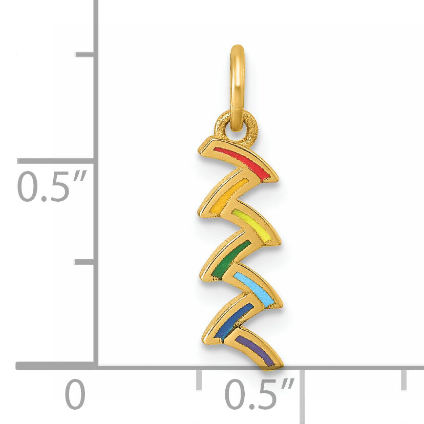 14K Polished Enameled Rainbow Falls Pendant-D5863