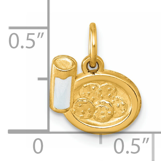 14K Polished Enameled Milk and Cookies Pendant-D5864