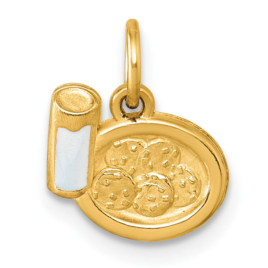 14K Polished Enameled Milk and Cookies Pendant-D5864