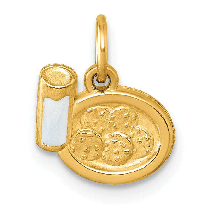 14K Polished Enameled Milk and Cookies Pendant-D5864