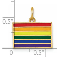 14K Polished Enameled Rainbow Flag Pendant-D5865