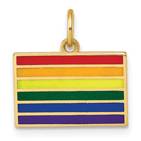 14K Polished Enameled Rainbow Flag Pendant-D5865