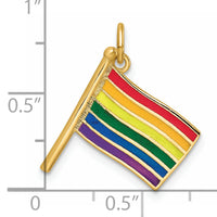 14K Polished Enameled Rainbow Flying Flag Pendant-D5866