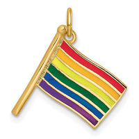 14K Polished Enameled Rainbow Flying Flag Pendant-D5866