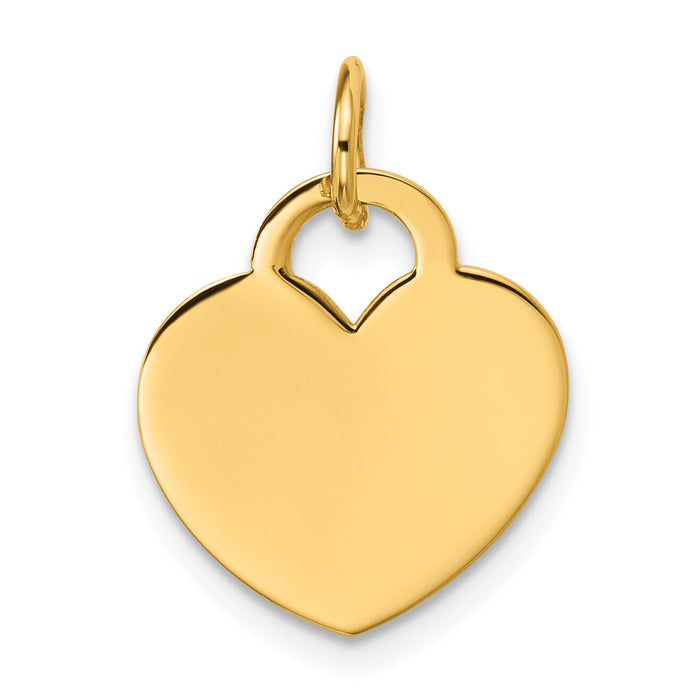 14K Polished Heart Shaped Disc Pendant-D591