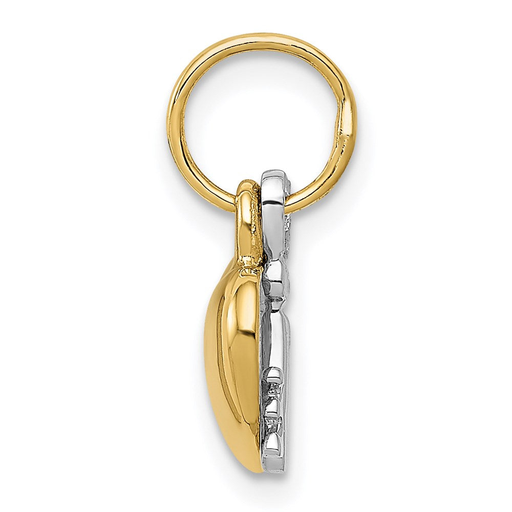 14K Two-tone Polished Moveable Key and Heart Lock Charm-D603