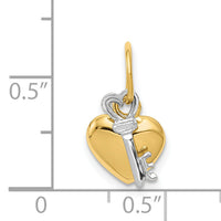 14K Two-tone Polished Moveable Key and Heart Lock Charm-D603