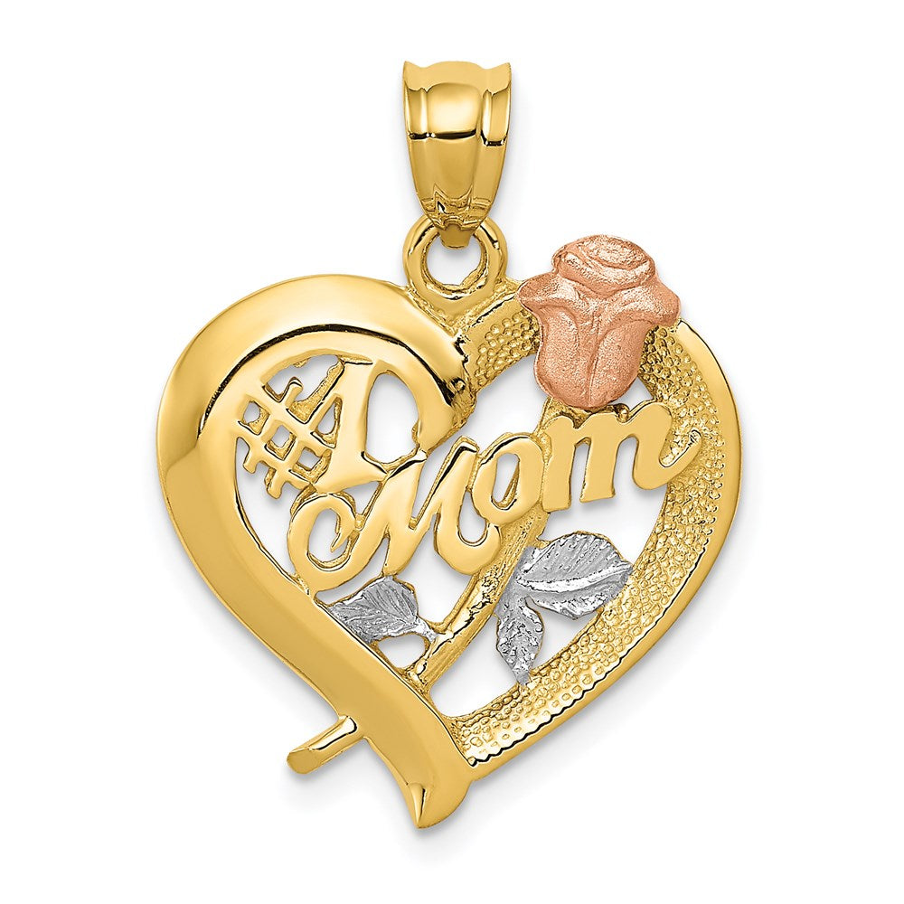 14k Two-Tone w/Rhodium Mom Charm-D639