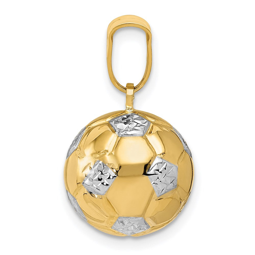 14K w/Rhodium Soccer Ball Pendant-D724