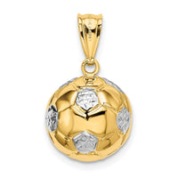 14K w/Rhodium Soccer Ball Pendant-D724