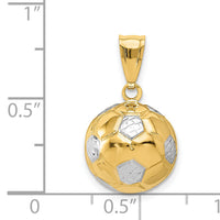 14K w/Rhodium Soccer Ball Pendant-D724