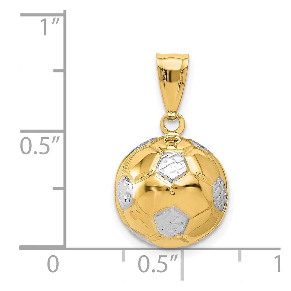 14K w/Rhodium Soccer Ball Pendant-D724