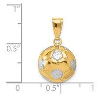 14K w/Rhodium Soccer Ball Pendant-D724