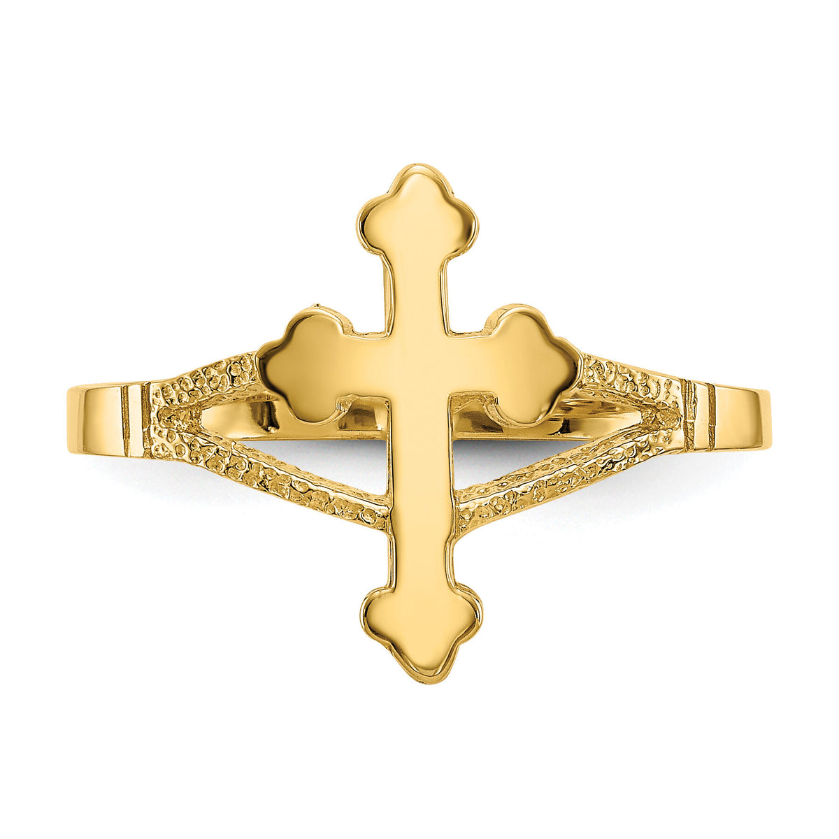 14k Polished Cross Ring-D77