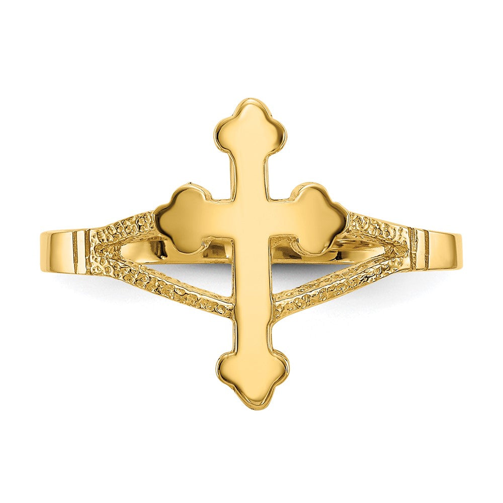 14k Polished Cross Ring-D77