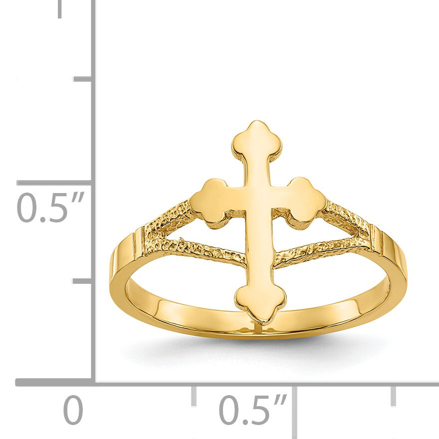 14k Polished Cross Ring-D77