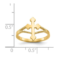 14k Polished Cross Ring-D77