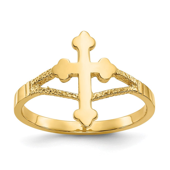 14k Polished Cross Ring-D77