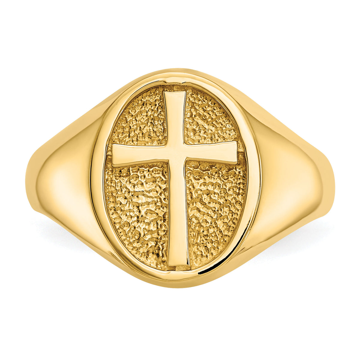 14k Polished Eternal Life Cross Ring-D79