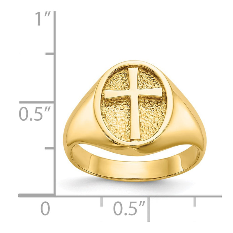 14k Polished Eternal Life Cross Ring-D79