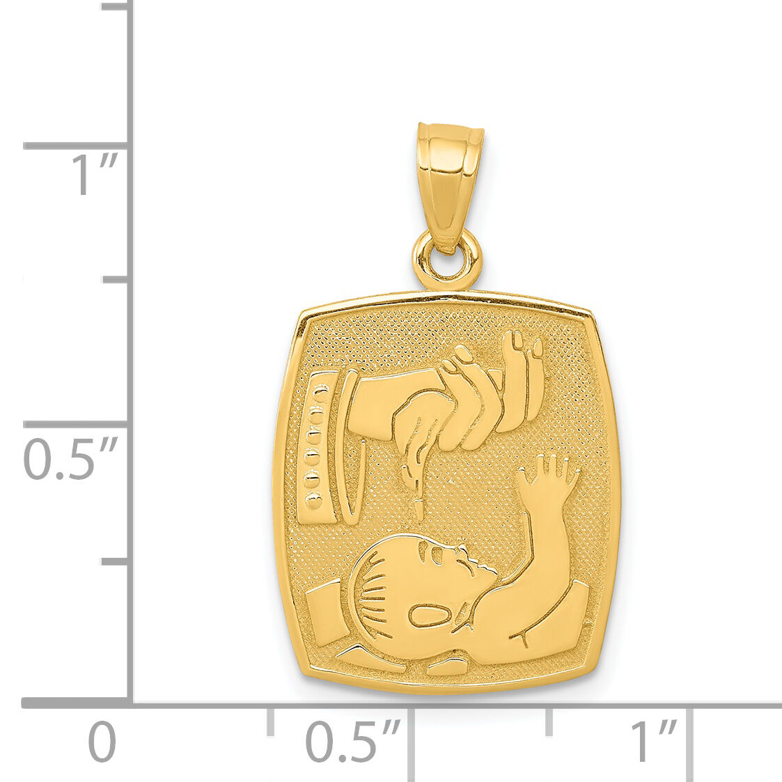 14K Satin / Polished Baptism Pendant-D799