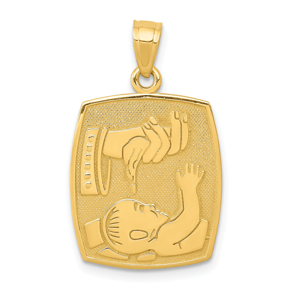 14K Satin / Polished Baptism Pendant-D799