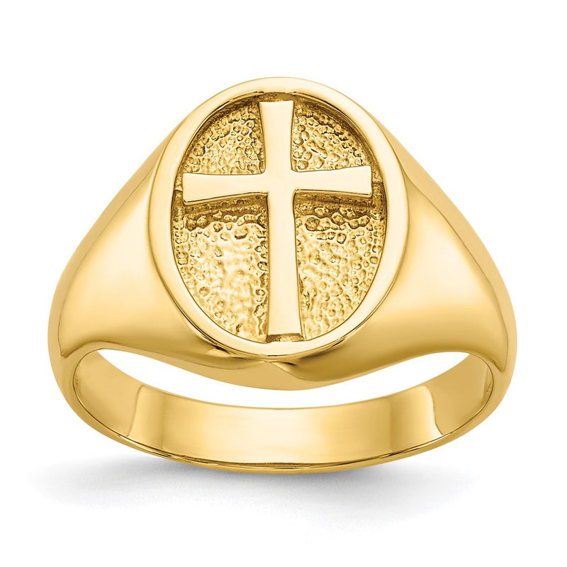 14k Polished Eternal Life Cross Ring-D79