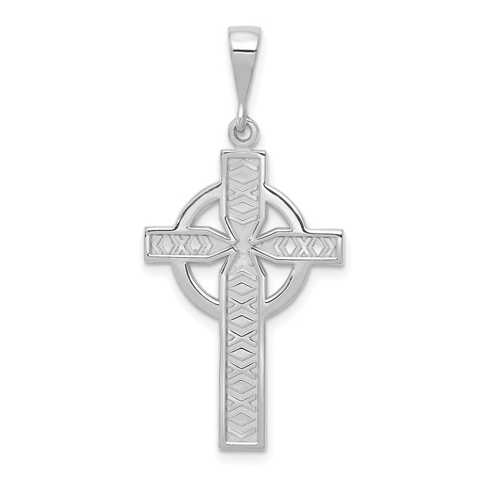 14k White Gold Celtic Cross Charm-D805