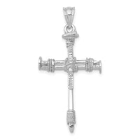 14k White Gold Nail Cross Pendant-D807