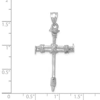 14k White Gold Nail Cross Pendant-D807