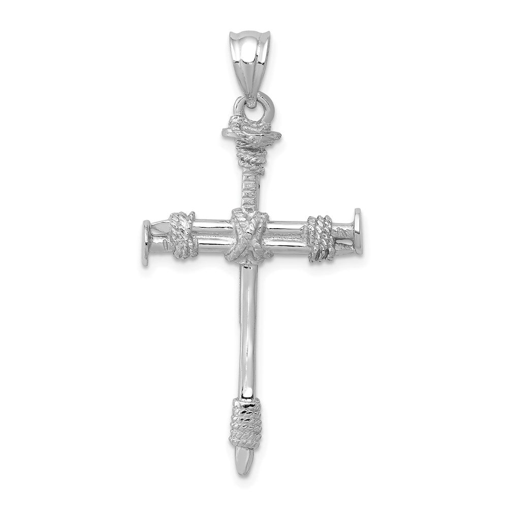 14k White Gold Nail Cross Pendant-D807