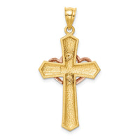 14k Two-tone Double Heart Cross Charm-D821