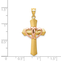14k Two-tone Double Heart Cross Charm-D821