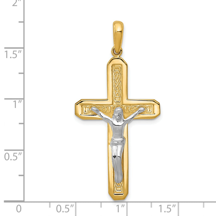 14k Two-tone Crucifix Pendant-D851