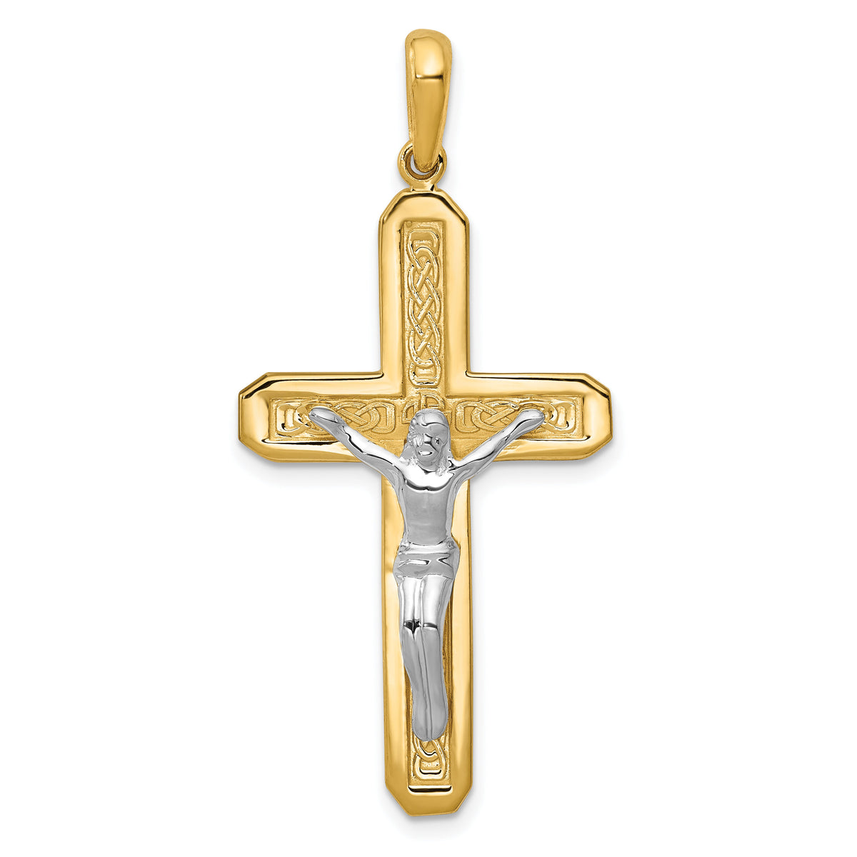 14k Two-tone Crucifix Pendant-D851