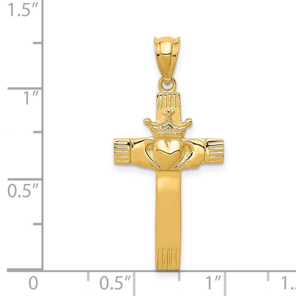 14k Claddagh Cross Pendant-D853