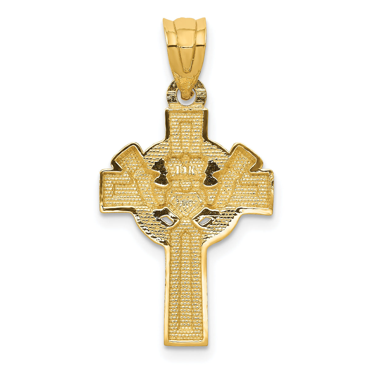 14ky and Rhodium Accent Claddagh Cross Pendant-D859