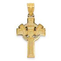 14ky and Rhodium Accent Claddagh Cross Pendant-D859