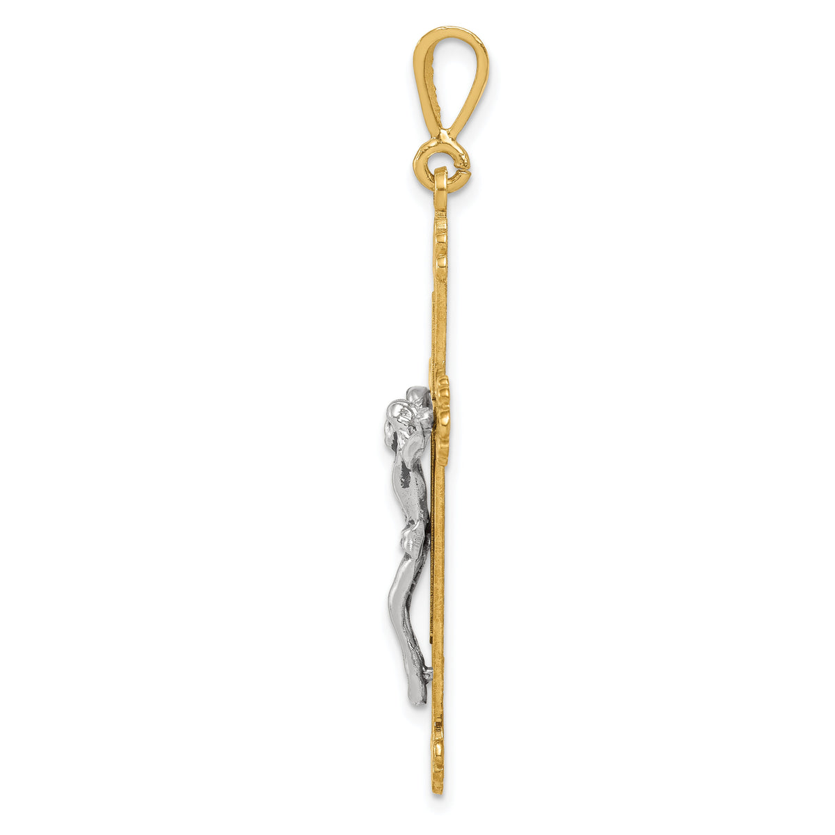 14k Two-tone Crucifix Pendant-D870
