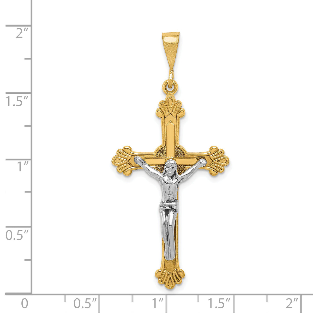 14k Two-tone Crucifix Pendant-D870
